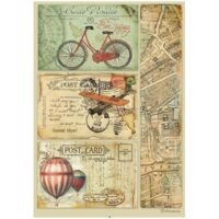 Stamperia A4 Rice paper - Around the world post card (DFSA4774)