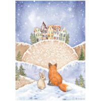 Stamperia A4 Rice paper - Winter Valley - Fox and Bunny (DFSA4797)