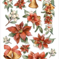 Stamperia Rub-Ons - All Around Christmas - Poinsettia and Bells (DFLRB40)