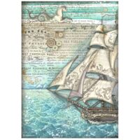 Stamperia A4 Rice paper - Songs of the Sea - sailing ship (DFSA4811)