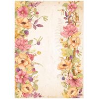 Stamperia A4 Rice paper - Woodland - floral borders (DFSA4818)