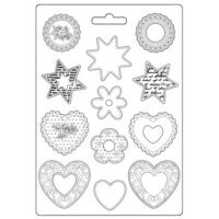 Stamperia Soft Mould A4 - Blue Land - stars and hearts (K3PTA4563)