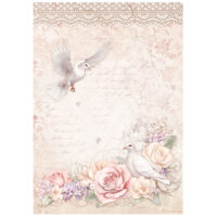 Stamperia A4 Rice paper - Romance Forever doves (DFSA4834)