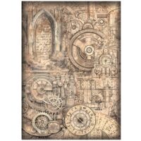 Stamperia A4 Rice paper - Sir Vagabond in Fantasy World - mechanical pattern (DFSA4846) - PREORDER