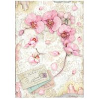 Stamperia A4 Rice paper - Orchids and Cats - pink orchid (DFSA4847) - PREORDER