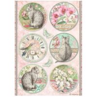 Stamperia A4 Rice paper - Orchids and Cats - 6 rounds (DFSA4849) - PREORDER