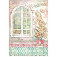 Stamperia A4 Rice paper - Orchids and Cats - window (DFSA4850) - PREORDER