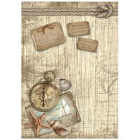 Stamperia A4 Rice paper - Sea Land - compass (DFSA4858) - PREORDER