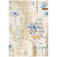 Stamperia A4 Rice paper - Create Happiness - Secret Diary - Blue Flower (DFSA4861) - PREORDER