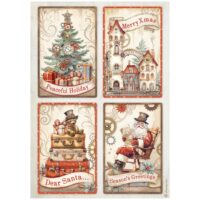 Stamperia A4 Rice paper - Gear up for Christmas - 4 cards (DFSA4935) - PREORDER