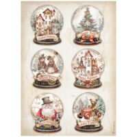 Stamperia A4 Rice paper - Gear up for Christmas - snowglobes (DFSA4937) - PREORDER