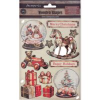 Stamperia Colored Wooden shape A5 - Gear up for Christmas - snowglobes (KLSP164) - PREORDER